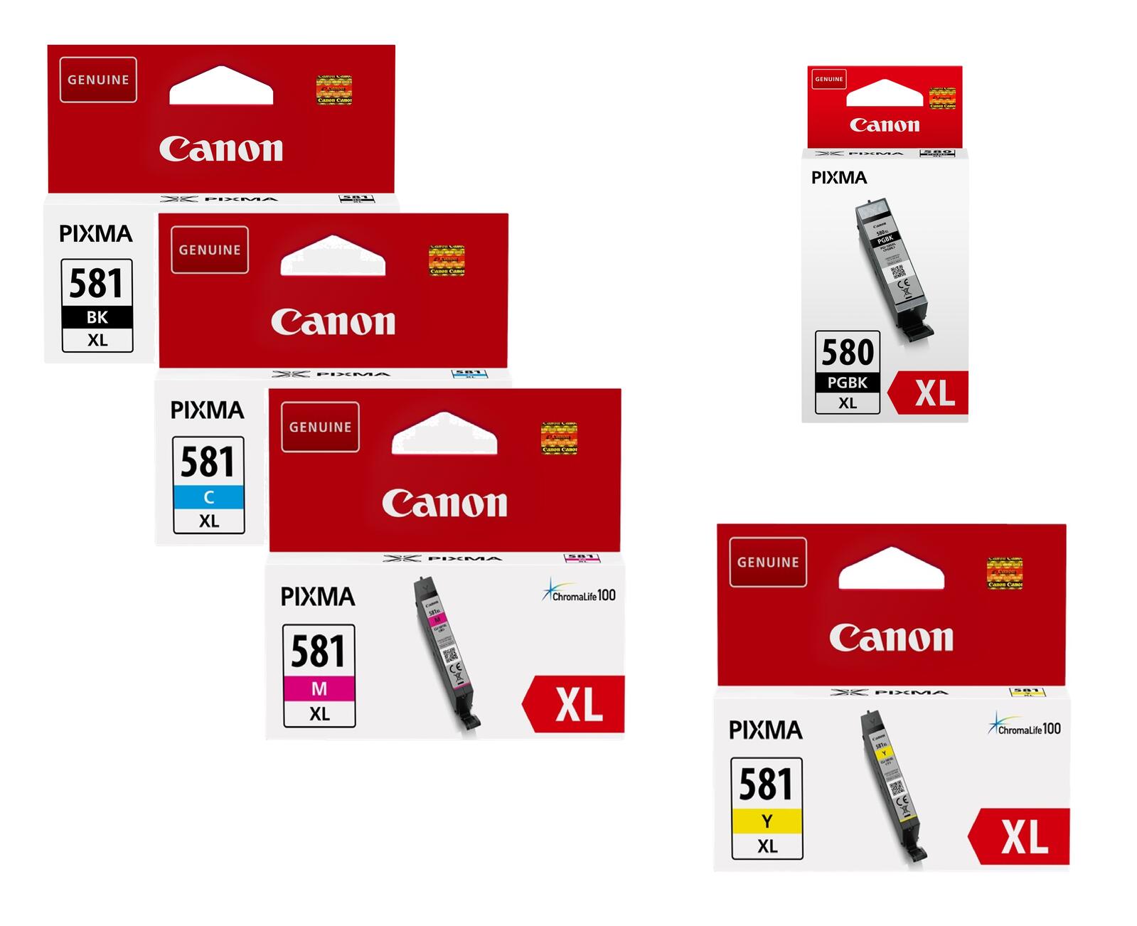 Canon Original PGI-580XL PGBK + CLI-581XL Druckerpatronen 5er-Multipack - BK/C/M/Y/BK OP2052C001a