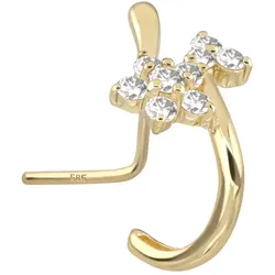 14/18 Karat Gold Nasenstecker MOISSANIT-BLUME