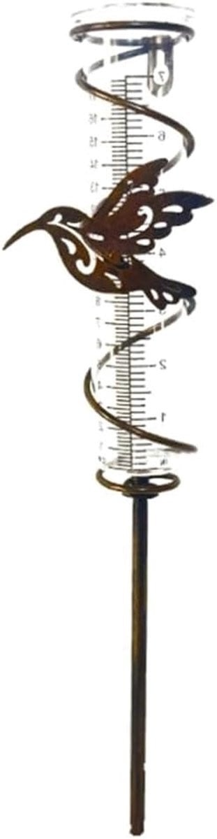 Regenmeter Kolibrie Meerkleurig - Metalen Regenmeter voor in de Tuin - 17,8 cm