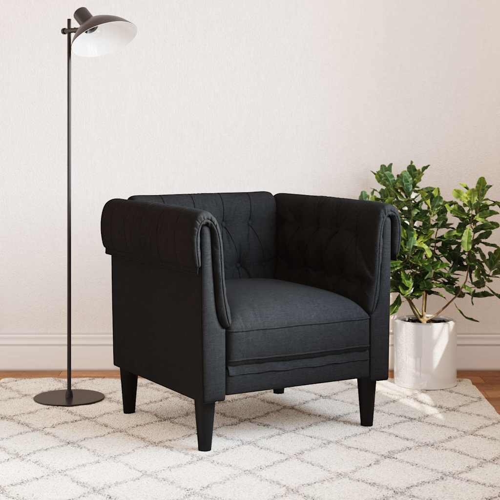 vidaXL Fauteuil Chesterfield noir tissu