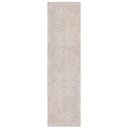 KADIMA DESIGN Teppich waschbar Kurzflor Medaillon Muster Orientalisches Design Beige Vintage-Optik | 60x230cm