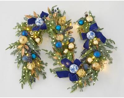 6 Ft. Pre-Lit Midnight Blue Garland by BrylaneHome in Royal Blue