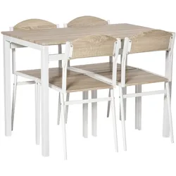 STILVORA Essgruppe 5-teilig Esstisch Set Lichtgrau mit 1 Tisch und 4 Stühlen 76x100x63 cm MDF und Stahlrahmen platzsparend