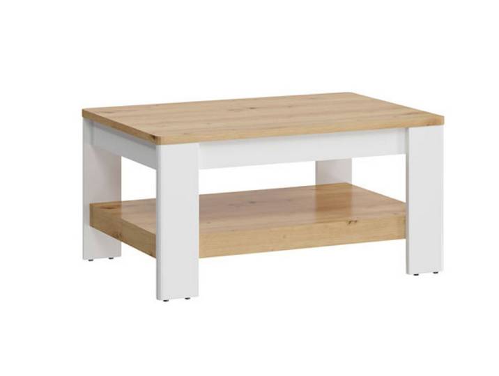 Feldmann-Wohnen Couchtisch Avila, 90x60cm Eiche Artisan MDF weiß Hochglanz