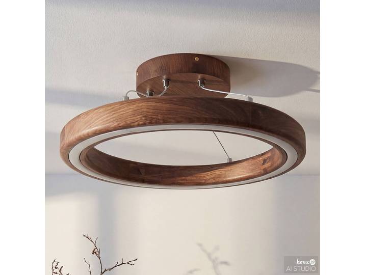 Deckenleuchte VEXIA 50 x 14 x 50cm Braun Massivholz Pinie, geölt LED LED-Platine