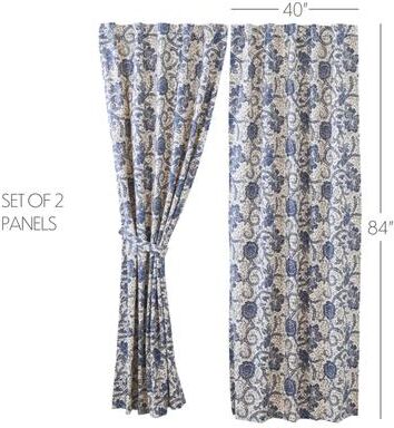 VHC Brands Dorset Navy Floral Panel Set of 2 84x40