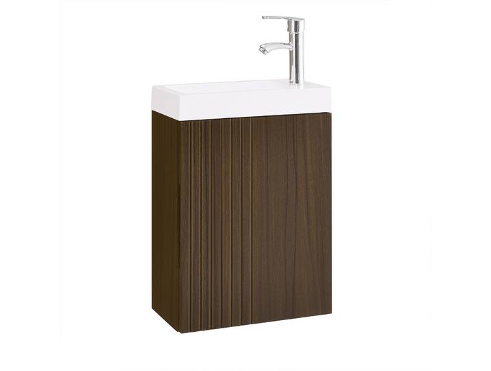 SoBuy BZR196-BR Lavabo Salle de Bain Suspendu Meuble de Salle de Bain avec Vasque Compact Rangement Colonne Petite Taille