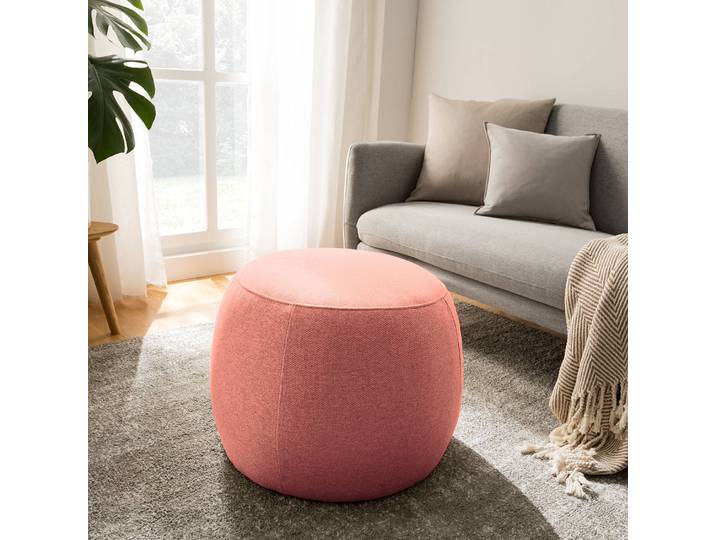 Repose-pieds capitonné LOVELOCK 59 x 45 x 59cm Rouge Tissu Deran: Saumon