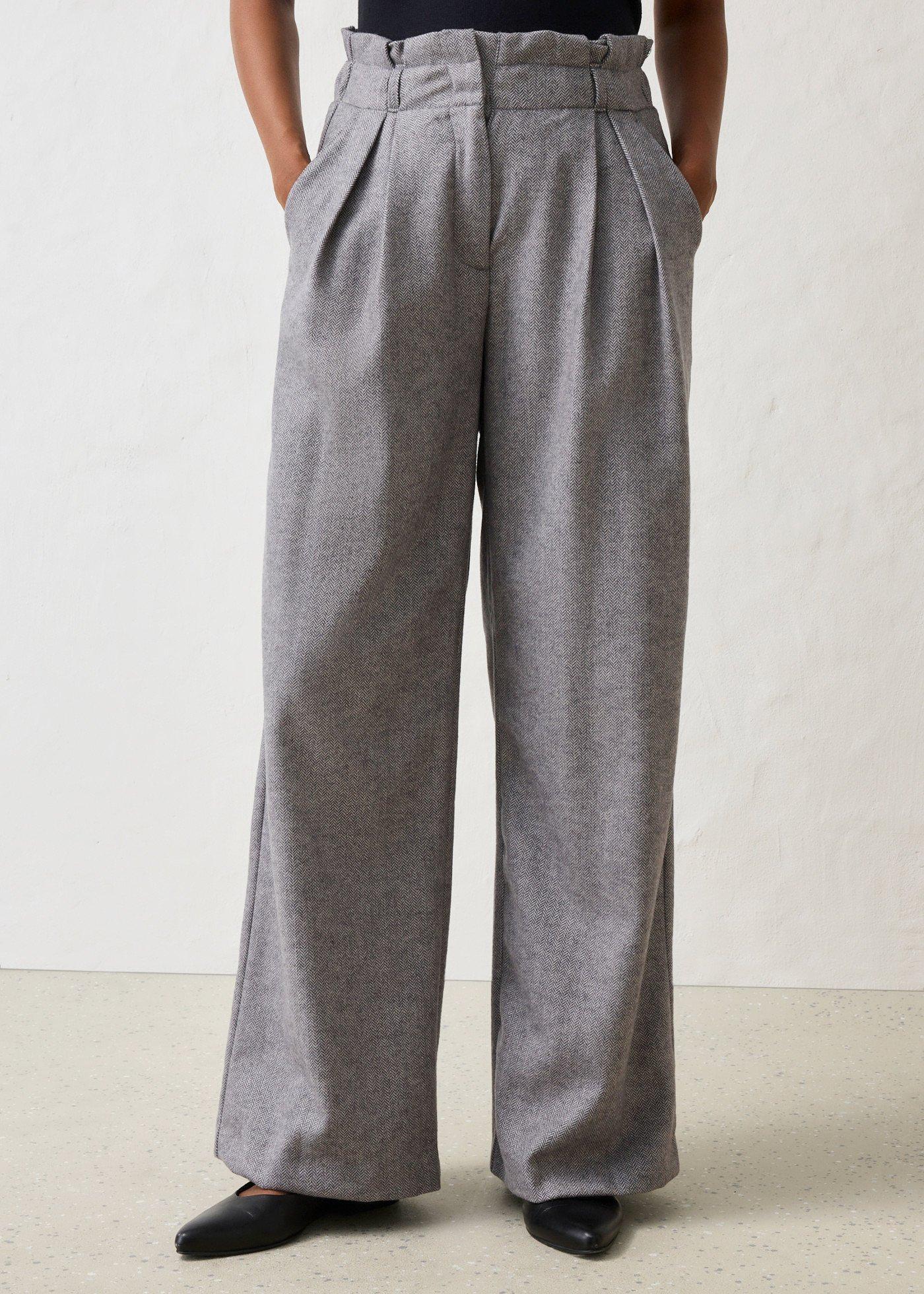 bonprix Weite Bundfaltenhose mit weichem Wollanteil, grau, Gr.36, weiche weite Buntfaltenhose mit Wollanteil, aus Wolle