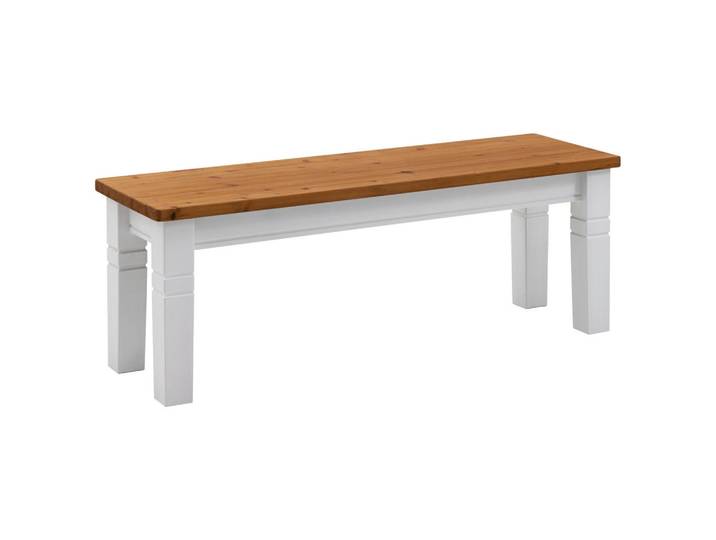 Boxxx Sitzbank, Bernstein, Weiß, Holz, Kiefer, massiv, 130x46x40 cm, Holzmöbel, Sitzgelegenheiten Holz, Holzbänke