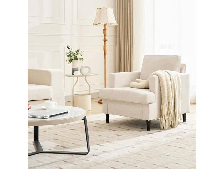 Fauteuil - PROMIRACAL - PROMIRACAL - Lin respirant - Mousse haute densité - Pieds bois massif