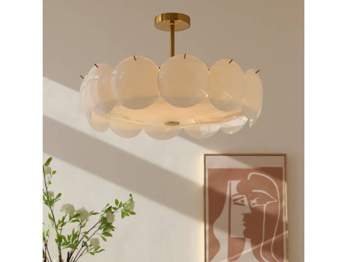 Style américain médiéval crème blanc coquille verre suspension nordique minimaliste moderne pour salon chambre décoration