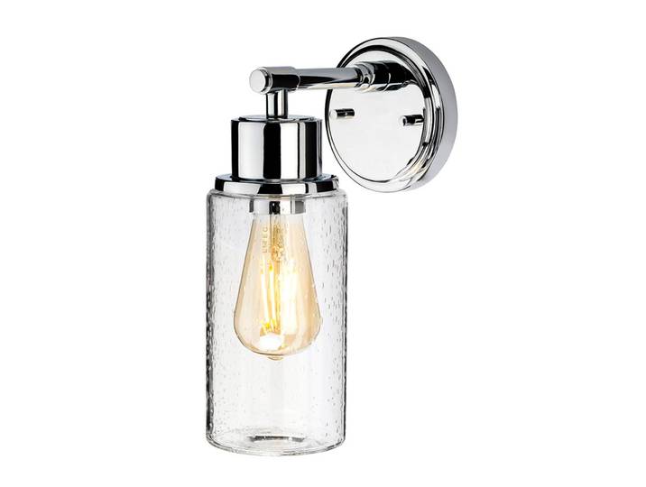 Elstead Wandlampe Morvah, dimmbar, chrom / silber, für Badezimmer, Glas, Vintage, Wandleuchte, Wandlampe Bad