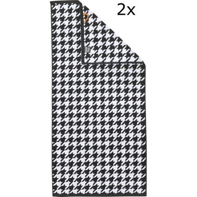Handtuch Set DONE. "Daily Shapes Bird", schwarz (schwarz, weiß), 2 Stk., Jacquard-Walkfrottier, Jacquard-Walkfrottier, Obermaterial: 100% Baumwolle, Handtücher, Jacquardgewebe, in verschiedenen Set-Varianten erhältlich