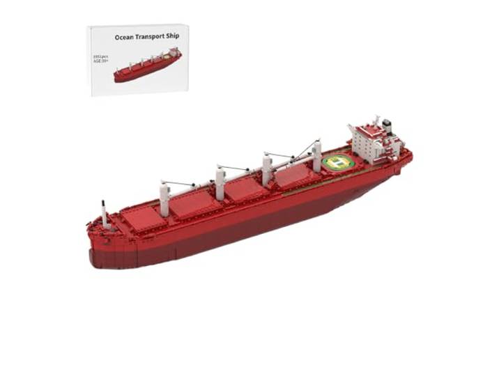 Thinkizen 1:250 Frachtschiff TridentFederal, Bulk Carrier Schiff Modell mit Kranen & Maschinenraum, Bausteine Schiff, MOC Schiff Bausatz Geschenkbauset für Erwachsene, 3851 Teile