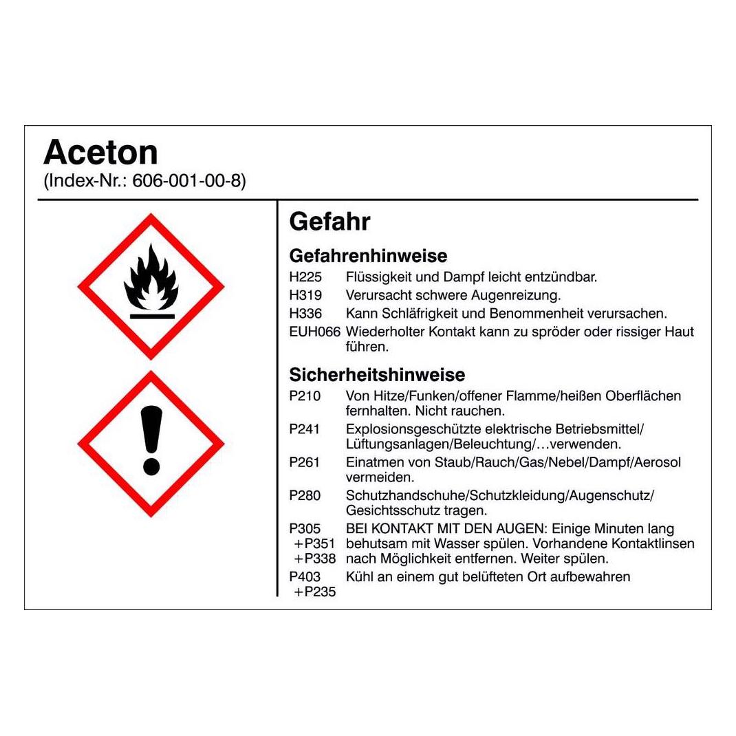 SafetyMarking Gefahrstoffetiketten G001 Aceton 10. (21.B1200.01)