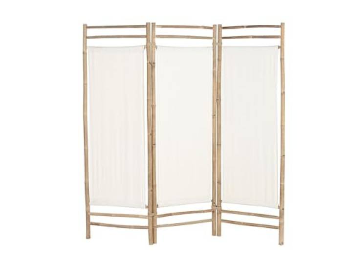 Bambu Raumteiler aus Baumwolle, 3 Paneele, Balines-Stil, 165 x 3 x 175 cm