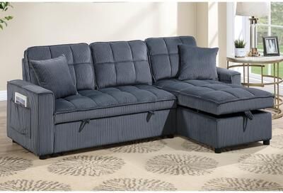 Esofastore Dark Gray Finish 2p Convertible Sectional Side Pocket Accent Pillow