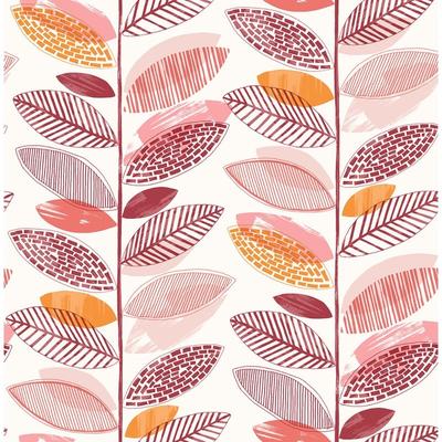 Brewster Nyssa Coral Leaves Wallpaper - 20.5in x 396in x 0.025in