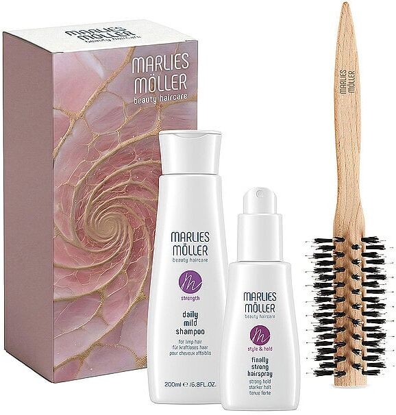 MARLIES MÖLLER Geschenkset - Strength Daily Mild Shampoo & Hairspray Set inkl. Haarbürste 200ml / 125ml W