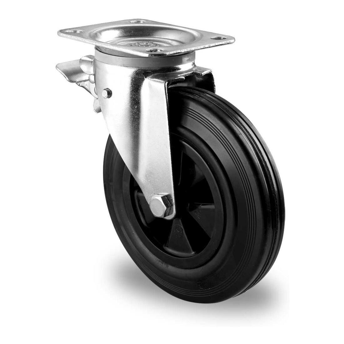 CASCOO Lenkrolle mit Totalfeststeller im Vorlauf ø 200 mm Serie P4S4 Gleitlager (CWP58W0200P4S4P0N)
