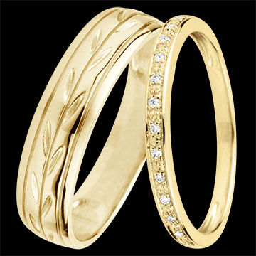 Edenly Duo Trauringe Jardin EnchantÃ© & Ã‰clat de diamants â€“ Gelbgold & Diama