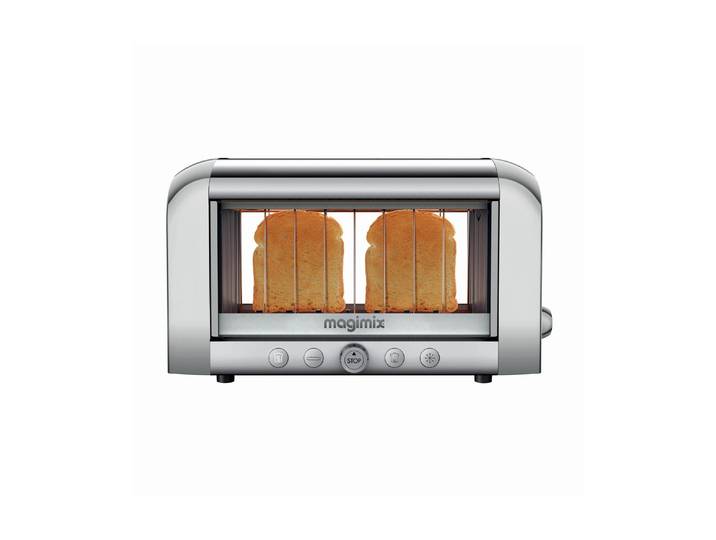 Toaster Magimix Vision 111538 Silberfarben , silber (silberfarben), B:18cm H:22,5cm T:39,5cm, Toaster, Panoramafenster, Toaster