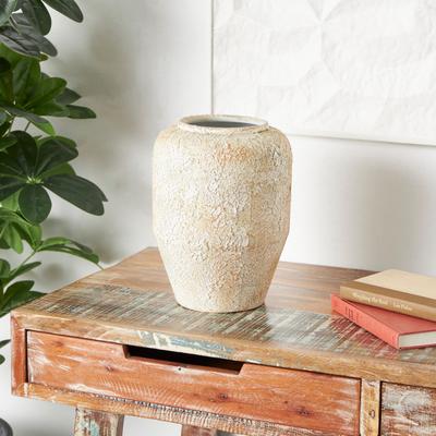 ARCILLA ELEMENTAL Beige Metal Handmade Antique Style Distressed Vase