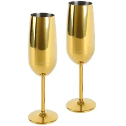 ECHTWERK Sektglas Set, 2-teilig, Edelstahl Sektkelche, Champagnergläser, bruchsicher, 250 ml