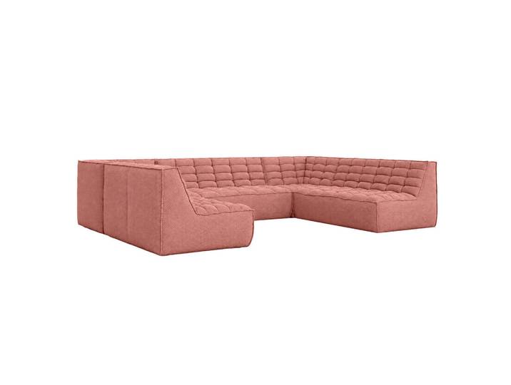 Kaiser Möbel Ecksofa U XL Modulares U-Form, Plüschstoff Pop, Rosa, Lazy U XL, Holz, 346x76x253 cm, Wohnzimmer, Sofas & Couches, Wohnlandschaften, Wohnlandschaften in U-Form