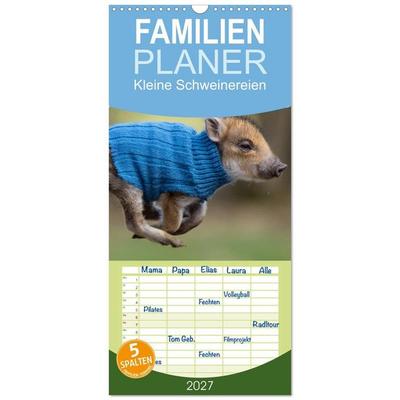 Familienplaner 2027 - Kleine Schweinereien mit 5 Spalten (Wandkalender, 21 x 45 cm) CALVENDO