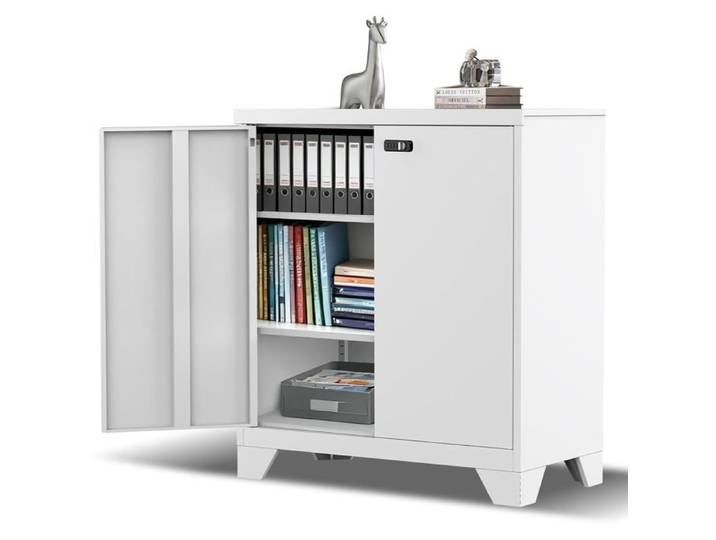 Armoire métallique 90x80x40 cm blanc serrure à code étagère ajustable en acier pour bureau et maison