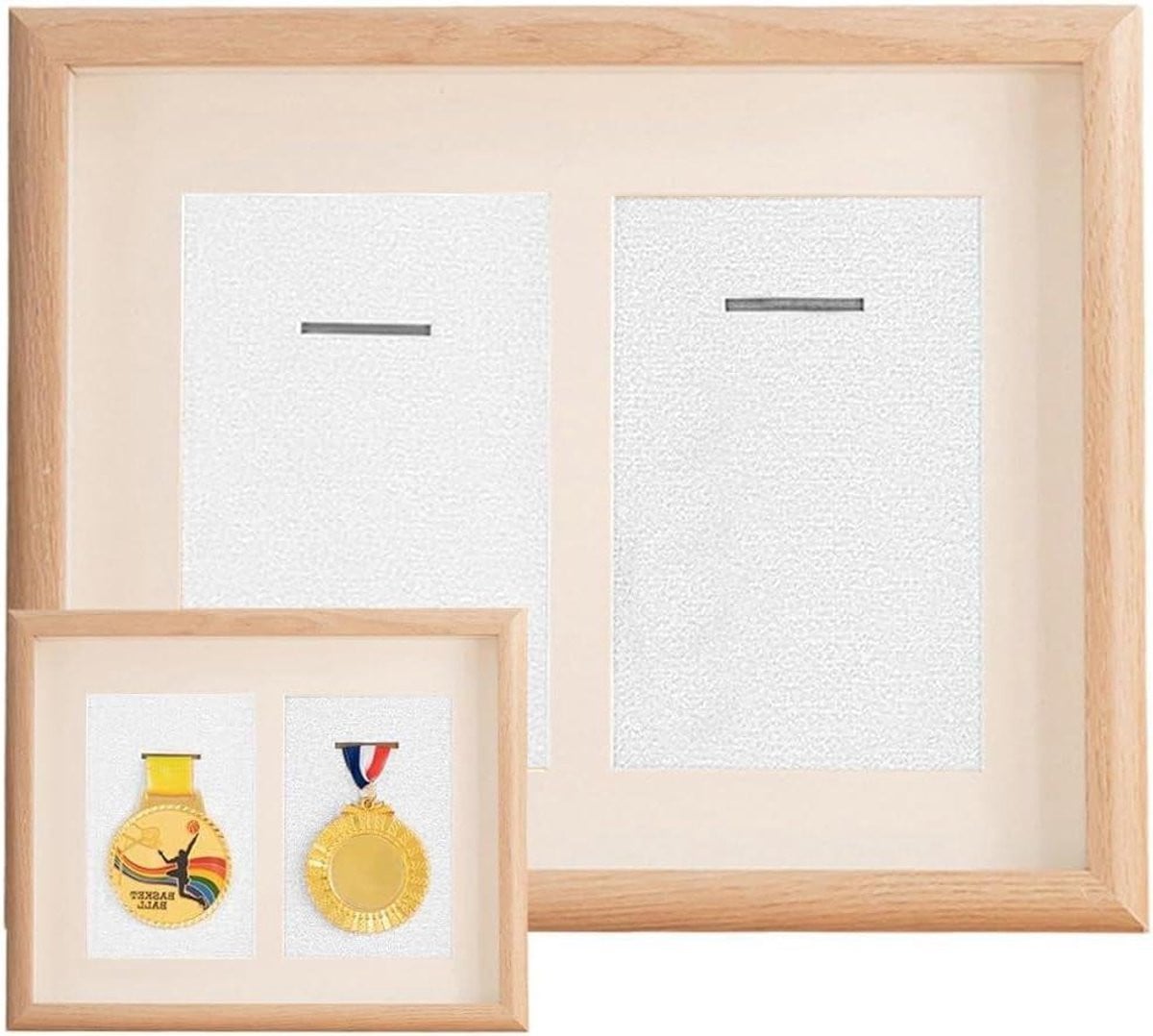 Medaille Display Frame - Vitrine Medaillehouder - Massief Houten Frame - Bruin - 21 x 29,7 cm
