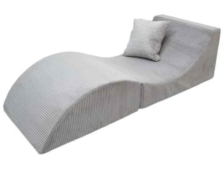 Velinda Relax-Liege Relaxsofa Relaxsessel Sitzwürfel Hocker Couchtisch Beistelltisch (Farbe: grau (Cord))
