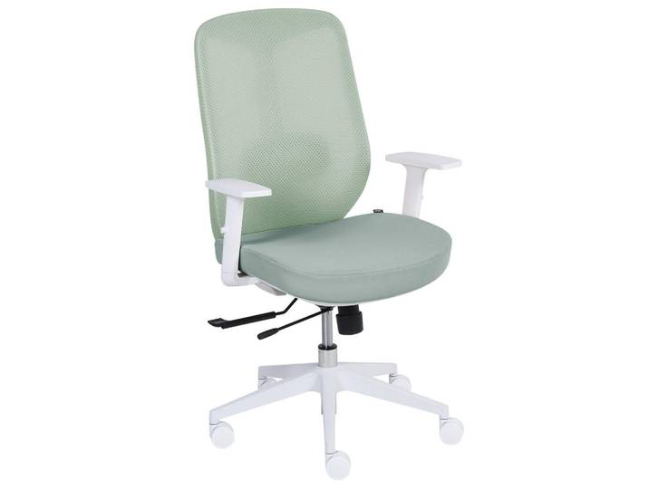 Beliani Bürostuhl Stoff Grün Zelar, Grün, Weiß, 64x115x60 cm, Büromöbel, Bürostühle, Drehstühle