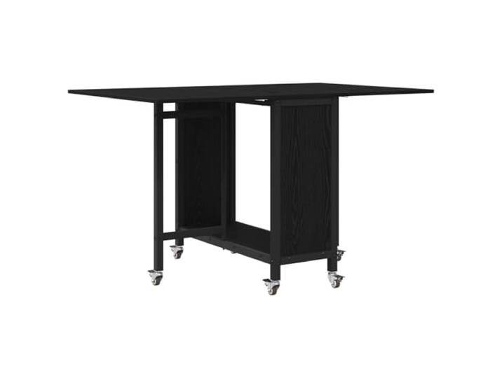 Faltbarer Esstisch mit Rollen 130 x 80 x 76,5 cm Holzwerkstoff Sechs feststellbare Rollen, klappbare Seiten, integriertes Ablagefach, Holzdesign, Esszimmer Küche Büro