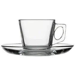 36x Espressotasse mit Untertasse Glas Pasabahce Vela 80 ml