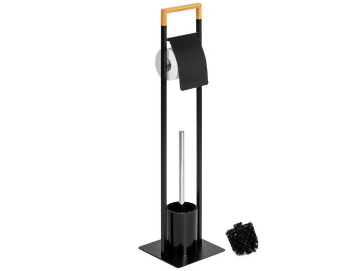 bremermann Stand-Wc-Garnitur, schwarz, Schwarz, Metall, 19x64x19 cm, Badezimmer, WC Ausstattung, WC-Bürsten