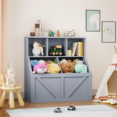 Yun Toy Storage Organizer and Kids Bookshelf, Toddler Toy Storage Cabinet with Toy Shelf