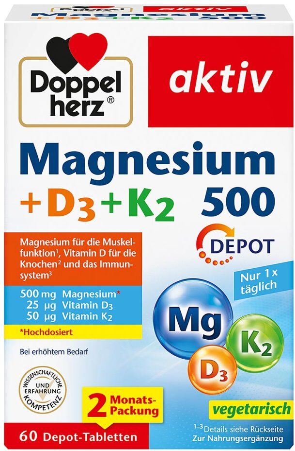 Doppelherz Magnesium 500+D3+K2 Depot Tabletten 60stk