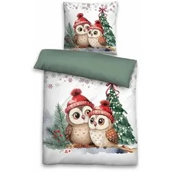 biberna® Wendebettwäsche Eulen Baumwoll Feinbiber Einzelbett, 2tlg.