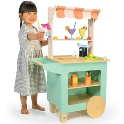Spielzeug Saftbar aus Holz mit Zubehör - Tender Leaf Die kleine Saftbar - Farbenfroh, Rollenspiel für Kinder