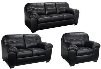 Emma Black Italian Leather Sofa, Loveseat and Chair Set