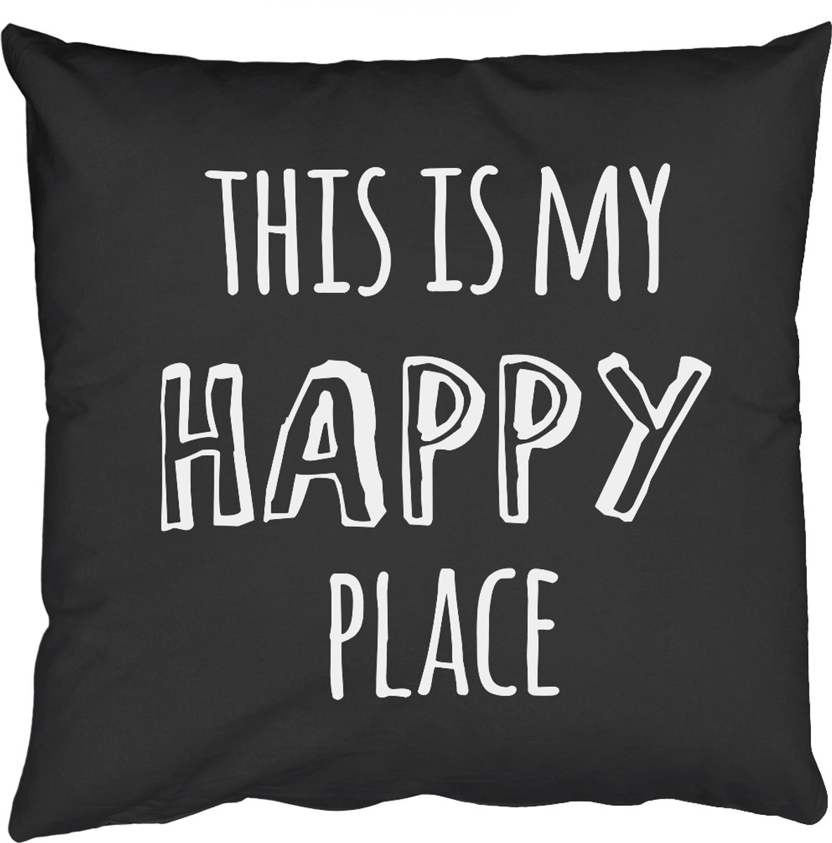 Sierkussen met tekst This is my happy place, 40 x 40 cm