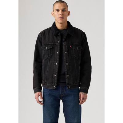 Kurzjacke LEVI'S "SHERPA", Herren, Gr. XL, built to last sherpa, Denim/Jeans, Obermaterial: 100% Baumwolle, 1-Knopf-Manschette mit Druckknopf, Jacken Kurzjacke, mit Sherpa Fütterung