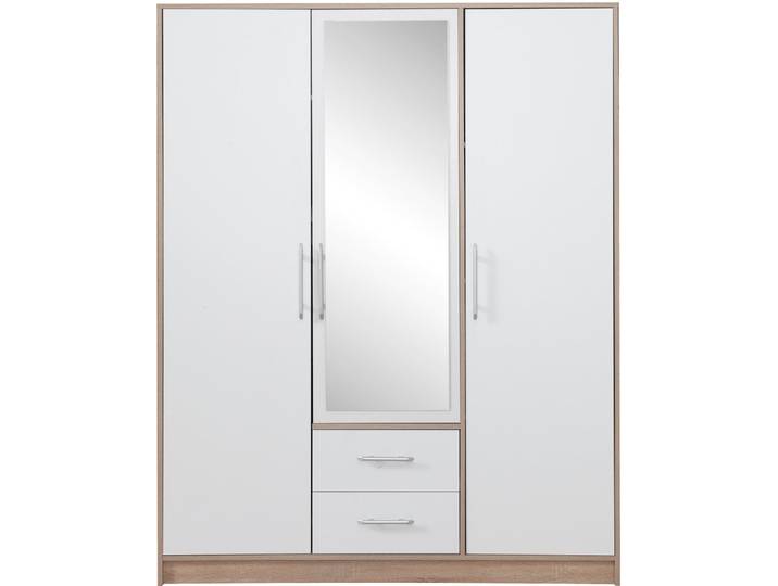 Kleiderschrank mit Spiegel – SMART 02 – Sonoma Eiche / Weiß