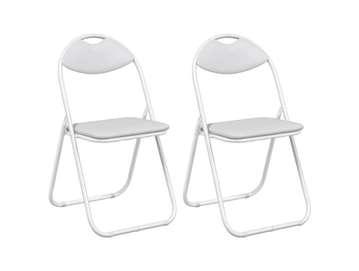 Vidaxl Folding Chair 2 Pcs Faux Leather White 48 X 43.5 X 81 Cm