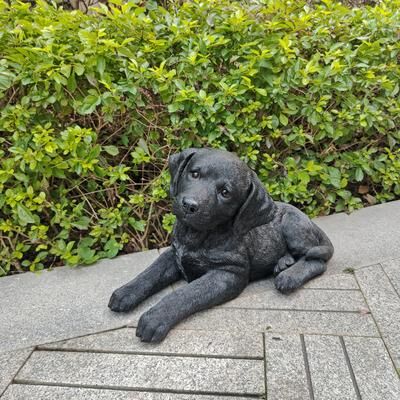 Hi-Line Gift Midnight Reverie: Sleek Black Polyresin Lying Labrador Figurine
