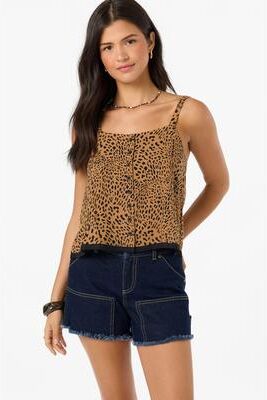 O'Neill s Brynn Animal Tank Top in Woodshack, Size Large, Viscose