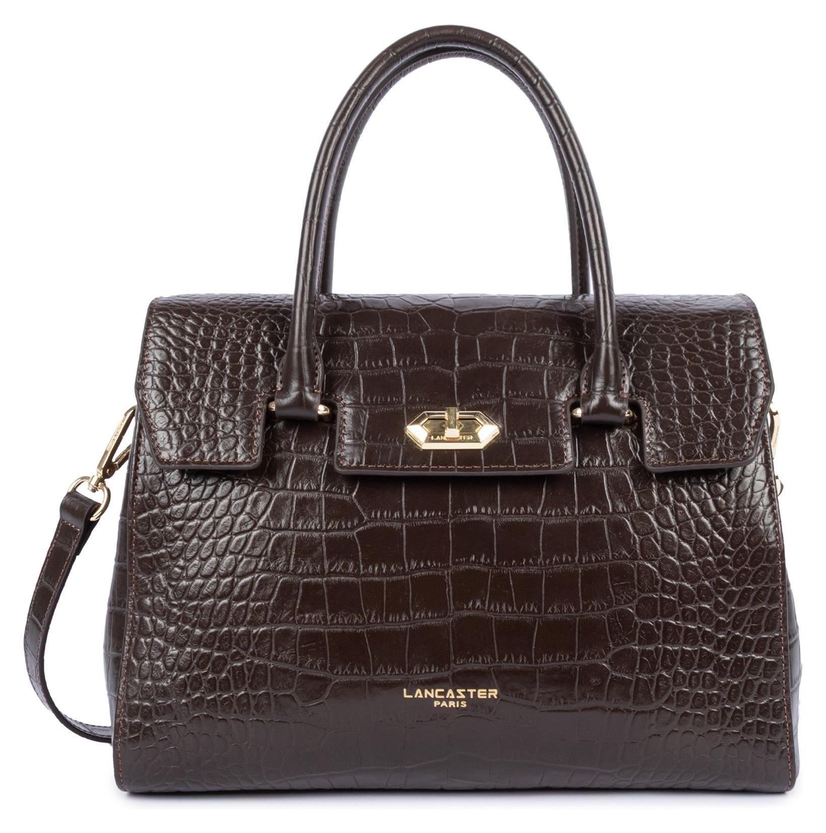 Lancaster Klappen-Handtasche L-Verschluss Exo Dunkelbraun